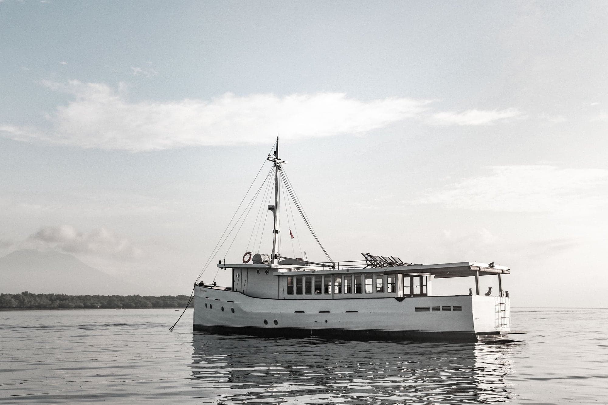 The classic motor yacht Splendour at anchor in Komodo National Park
