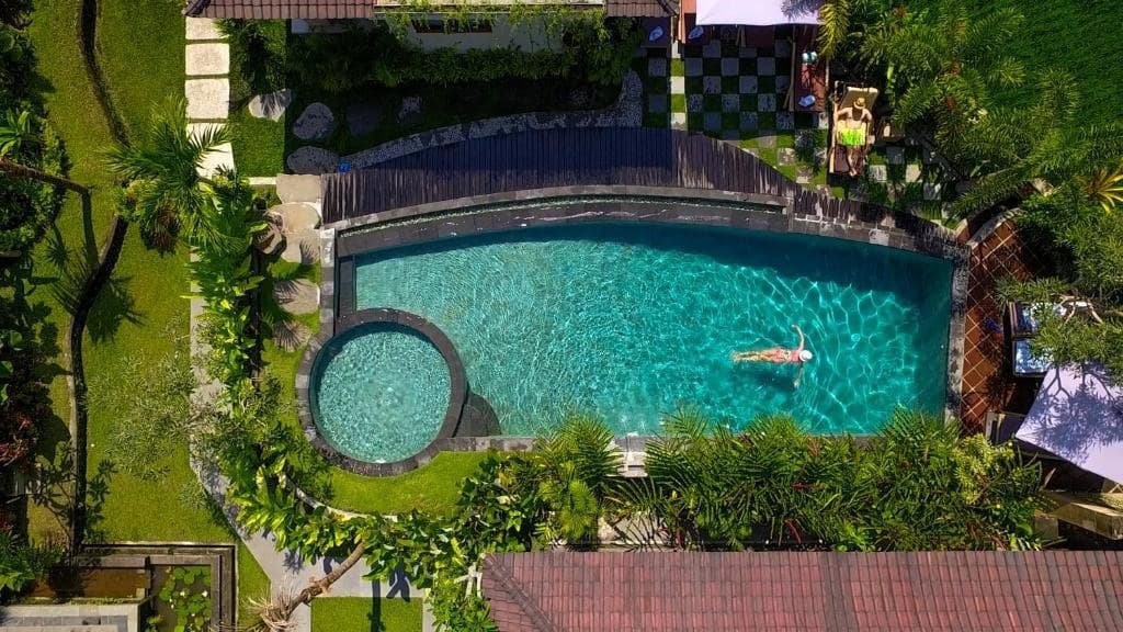 Pool and garden terrace at Masia Villa Ubud